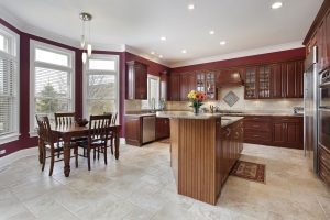 granite countertops and island in modern kitchen